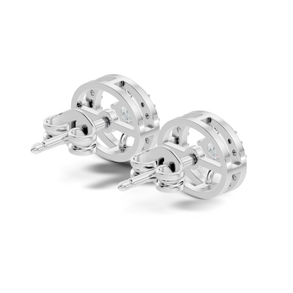 Princess And Round Diamond Stud Earring In 14K Gold Classic Labgrown Diamond Earring - HIGHCARAT DIAMONDS