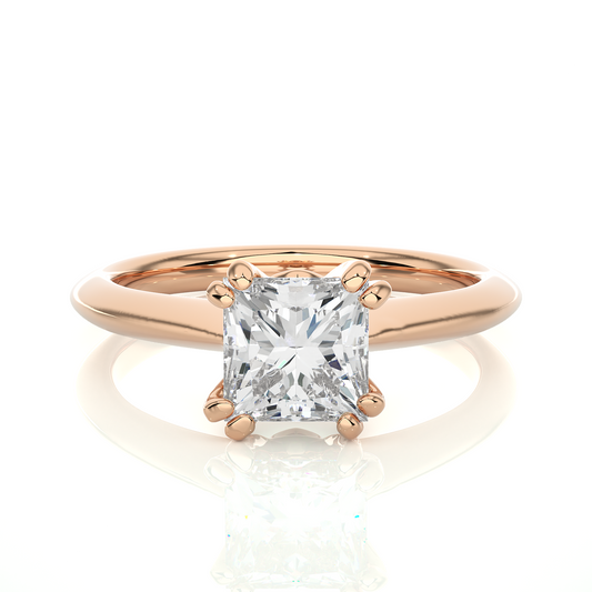 Princess Cut Lab Grown Diamond Solitaire Engagement Ring with polished band design
