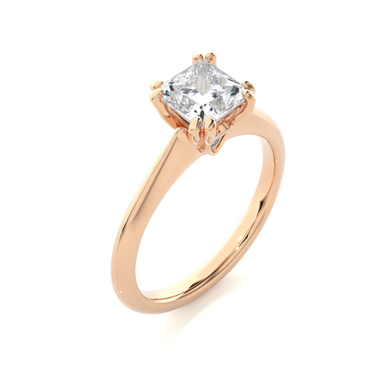 Princess shape diamond engagement ring with classic single stone setting