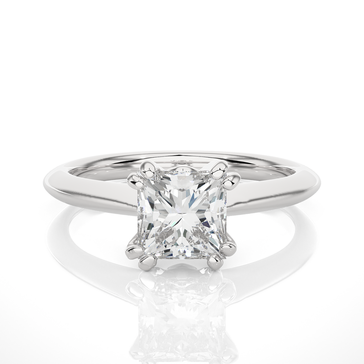 Solitaire Engagement Ring featuring princess cut lab grown diamond center stone