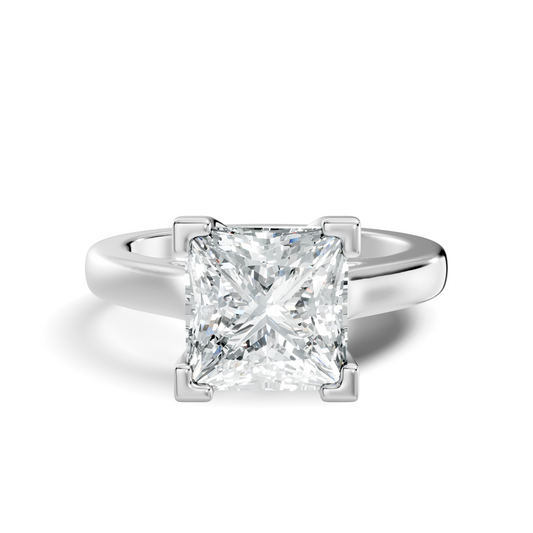 Solitaire Engagement Ring featuring princess cut lab grown diamond center stone