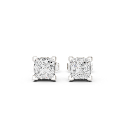Solid white Gold Princess Cut Lab Grown Diamond Vintage Party Wear Occasionally Wear Diamond Earring For Her - HIGHCARAT DIAMONDS