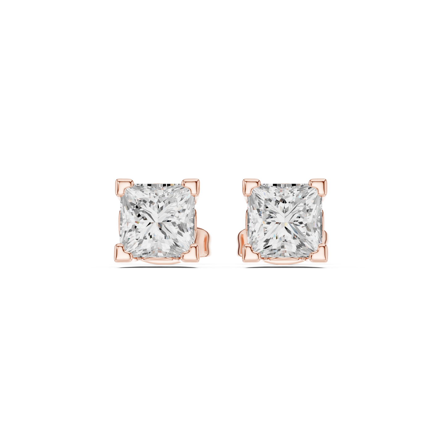 Solid white Gold Princess Cut Lab Grown Diamond Vintage Party Wear Occasionally Wear Diamond Earring For Her - HIGHCARAT DIAMONDS