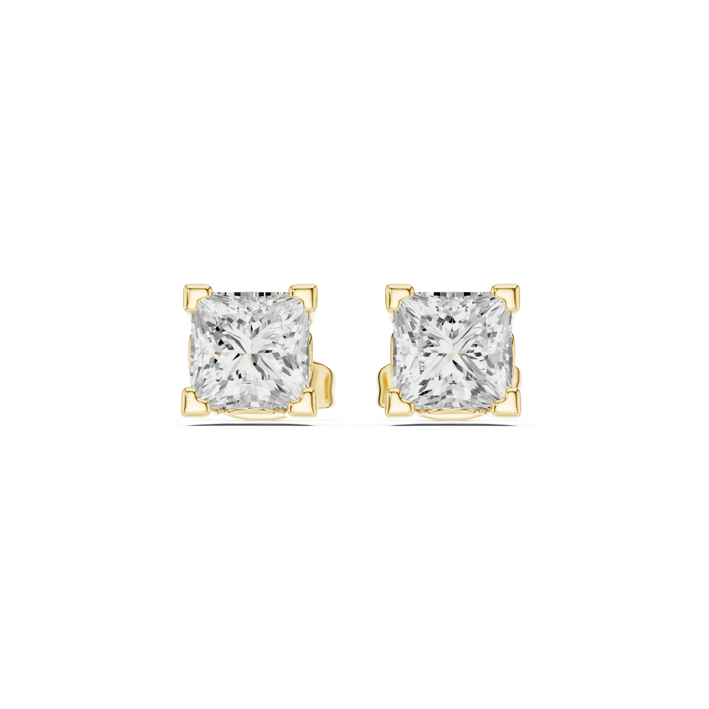 Solid white Gold Princess Cut Lab Grown Diamond Vintage Party Wear Occasionally Wear Diamond Earring For Her - HIGHCARAT DIAMONDS