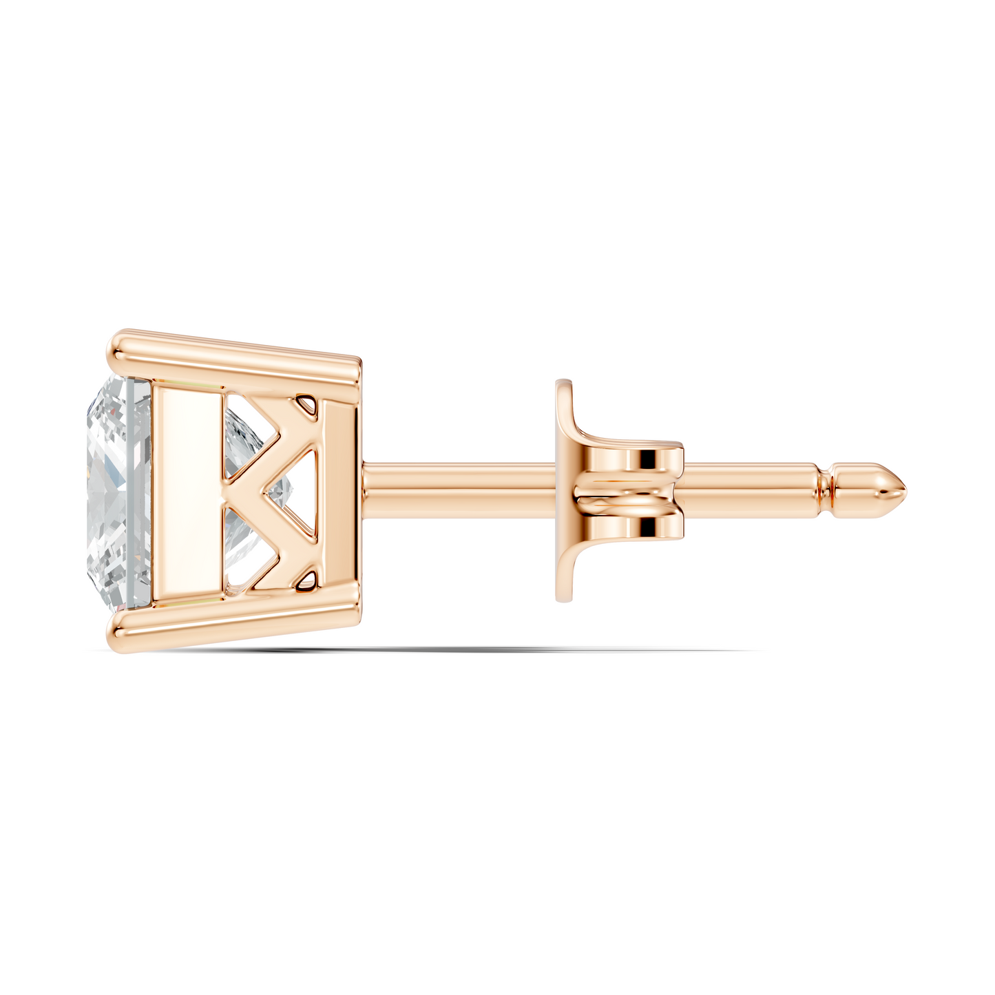 Princess Cut Lab Grown Diamond Stud Earring - HIGHCARAT DIAMONDS