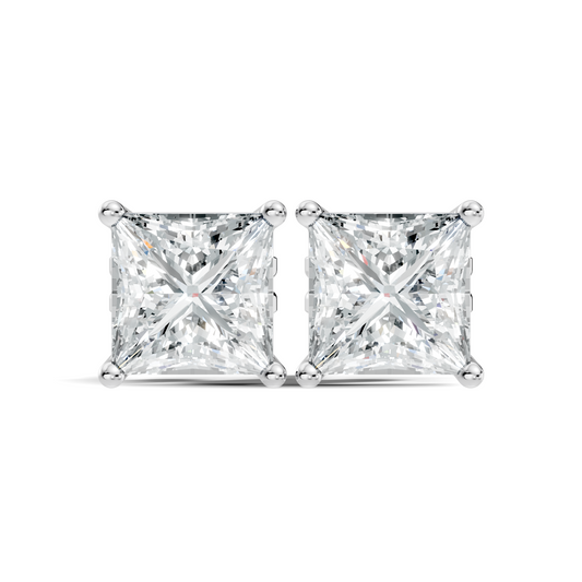Princess Cut Lab Grown Diamond Stud Earring - HIGHCARAT DIAMONDS