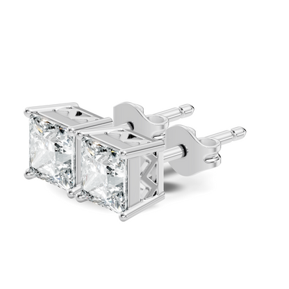 Princess Cut Lab Grown Diamond Stud Earring - HIGHCARAT DIAMONDS