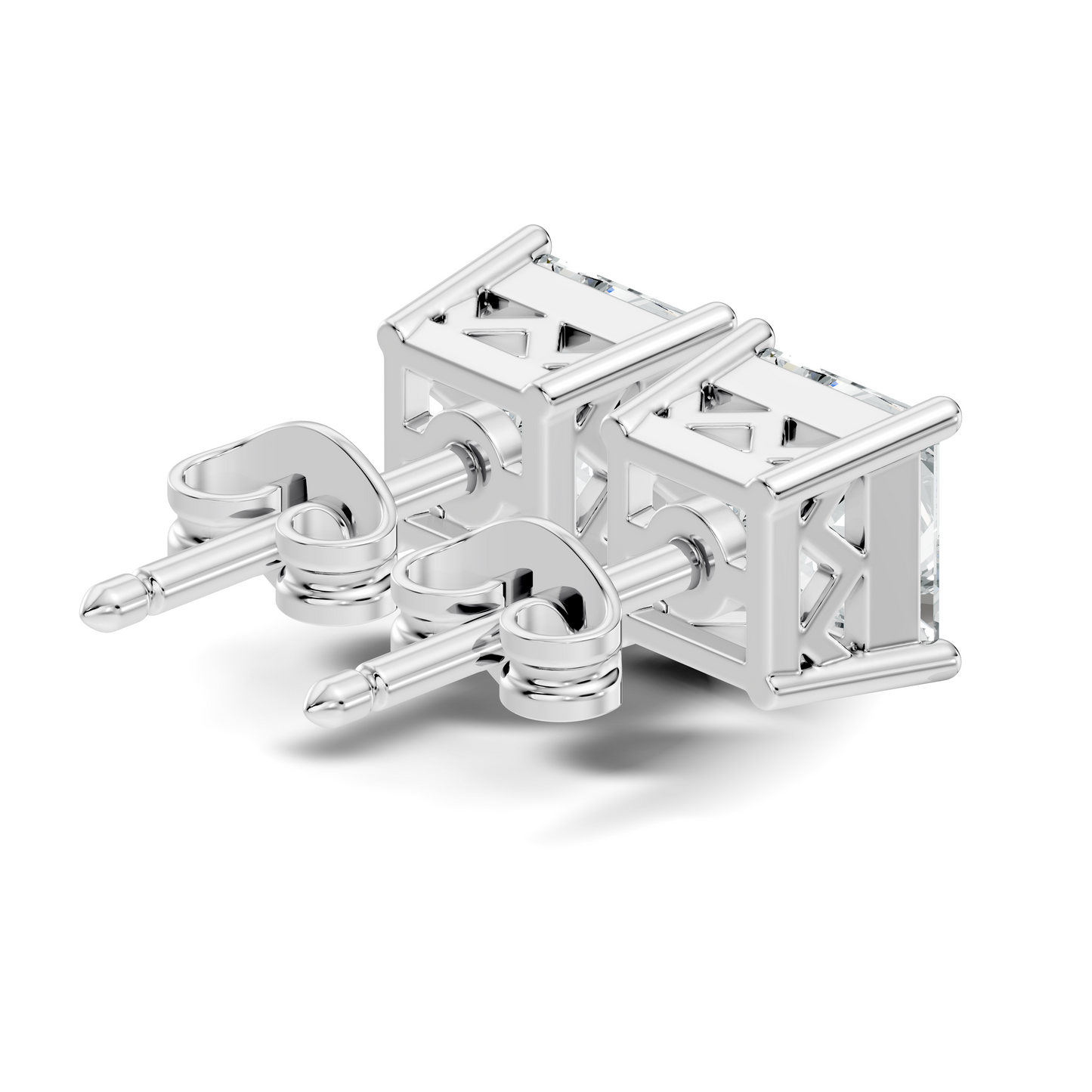 Princess Cut Lab Grown Diamond Stud Earring - HIGHCARAT DIAMONDS