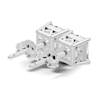 Princess Cut Lab Grown Diamond Stud Earring - HIGHCARAT DIAMONDS