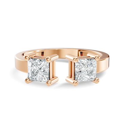 Princess Cut Lab Grown Diamond Antique Cluster Two Stone Dainty Promise Diamond Ring For Her - HIGHCARAT DIAMONDS