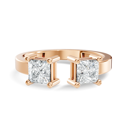 Princess Cut Lab Grown Diamond Antique Cluster Two Stone Dainty Promise Diamond Ring For Her - HIGHCARAT DIAMONDS