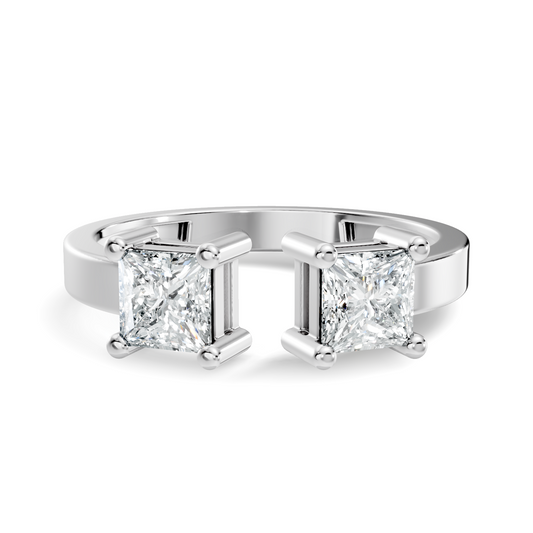 Princess Cut Lab Grown Diamond Antique Cluster Two Stone Dainty Promise Diamond Ring For Her - HIGHCARAT DIAMONDS