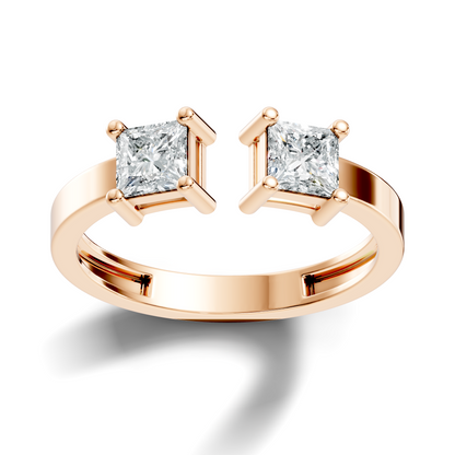 Princess Cut Lab Grown Diamond Antique Cluster Two Stone Dainty Promise Diamond Ring For Her - HIGHCARAT DIAMONDS