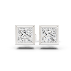 Princess Cut Lab Grown Diamond Vintage Stud Earrings