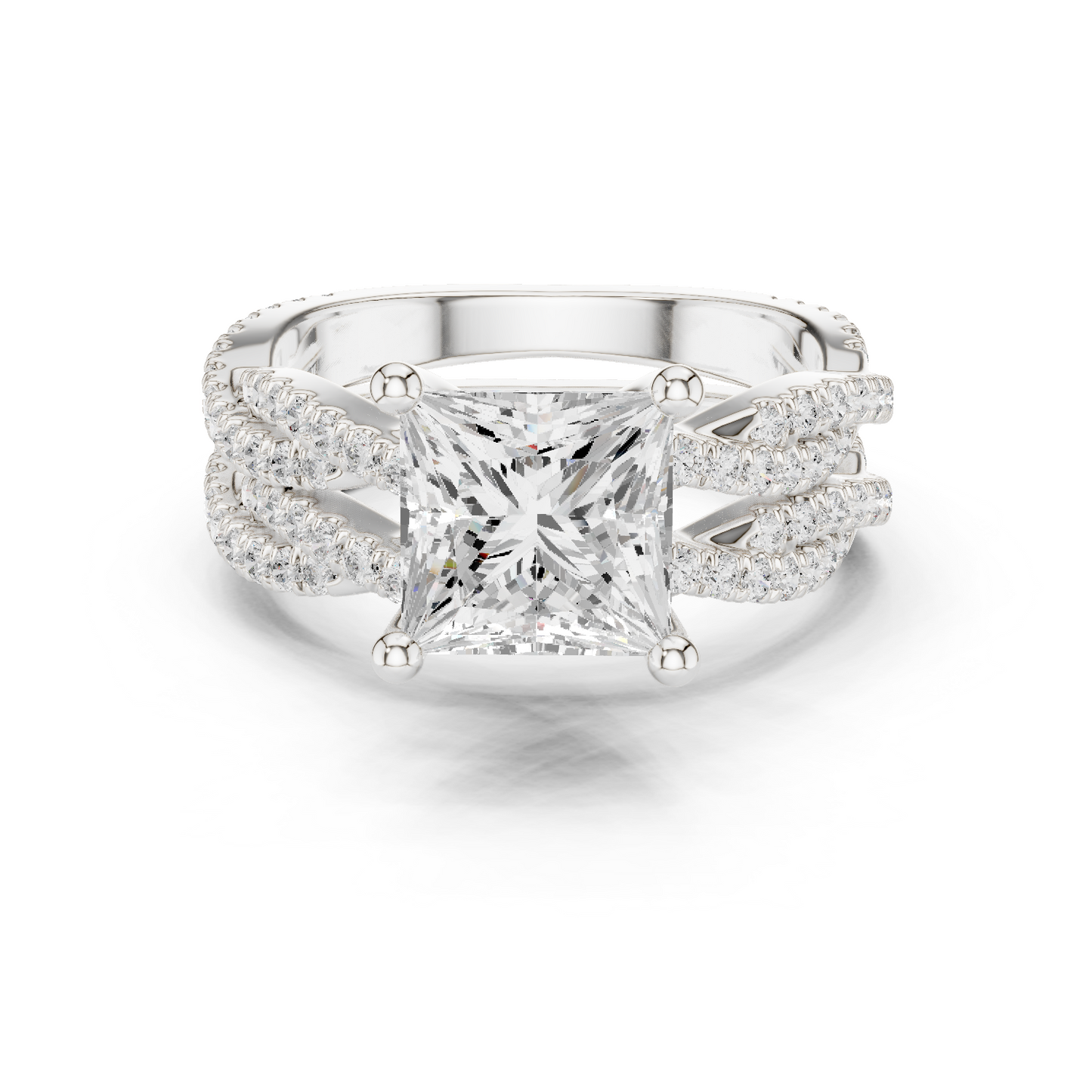 3.23 Carat Princess Cut Lab Grown And 18K Solid Yellow Gold Diamond Accented halo Wedding Ring - HIGHCARAT DIAMONDS