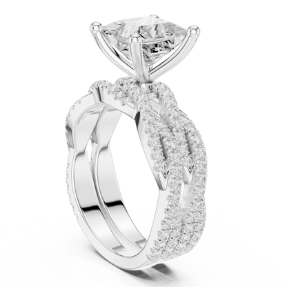 3.23 Carat Princess Cut Lab Grown And 18K Solid Yellow Gold Diamond Accented halo Wedding Ring - HIGHCARAT DIAMONDS