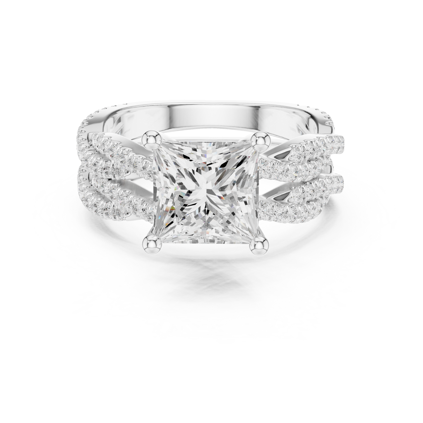 3.23 Carat Princess Cut Lab Grown And 18K Solid Yellow Gold Diamond Accented halo Wedding Ring - HIGHCARAT DIAMONDS