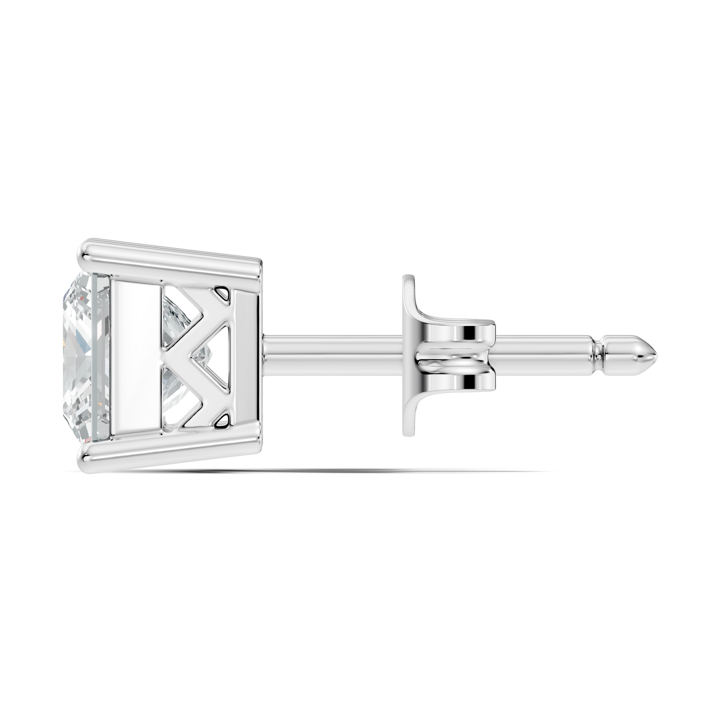 Princess Cut Lab Grown Diamond Stud Earring - HIGHCARAT DIAMONDS