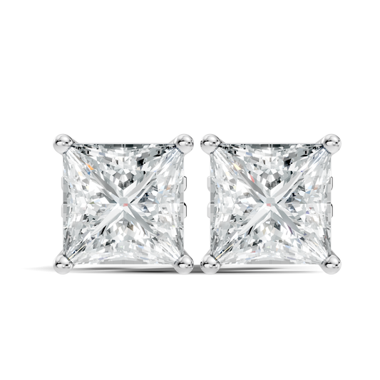 Princess Cut Prong Set Solitaire Lab grown Diamond Earring - HIGHCARAT DIAMONDS
