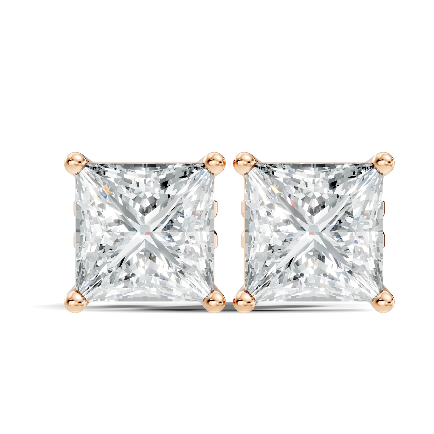 Princess Cut Prong Set Solitaire Lab grown Diamond Earring - HIGHCARAT DIAMONDS