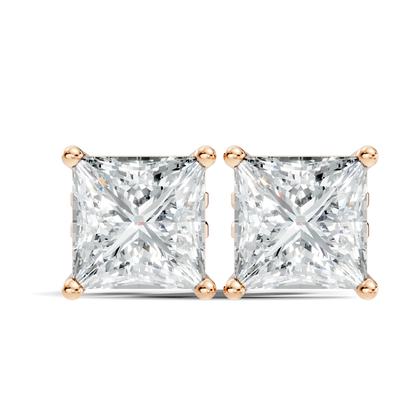 Princess Cut Prong Set Solitaire Lab grown Diamond Earring - HIGHCARAT DIAMONDS