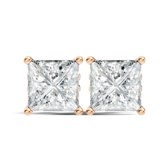 Princess Cut Prong Set Solitaire Lab grown Diamond Earring - HIGHCARAT DIAMONDS