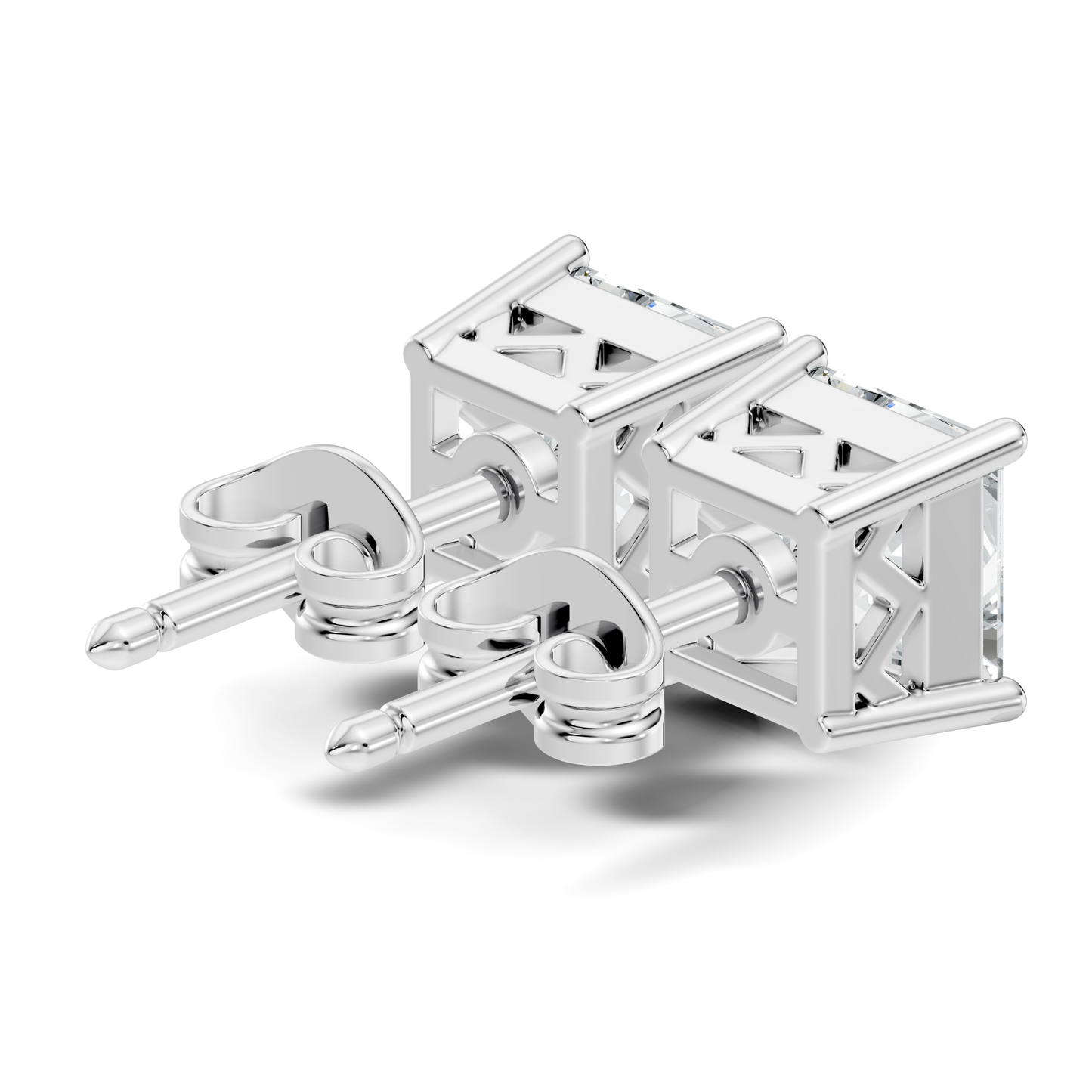 Princess Cut Prong Set Solitaire Lab grown Diamond Earring - HIGHCARAT DIAMONDS