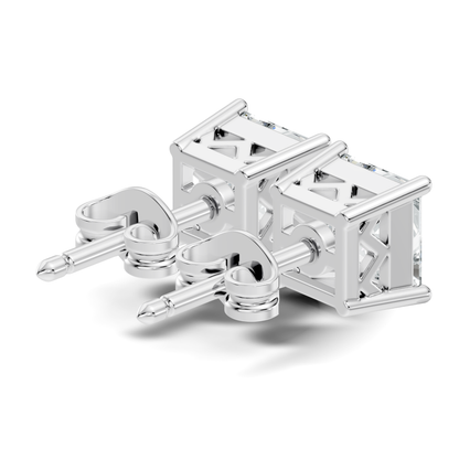 Princess Cut Prong Set Solitaire Lab grown Diamond Earring - HIGHCARAT DIAMONDS
