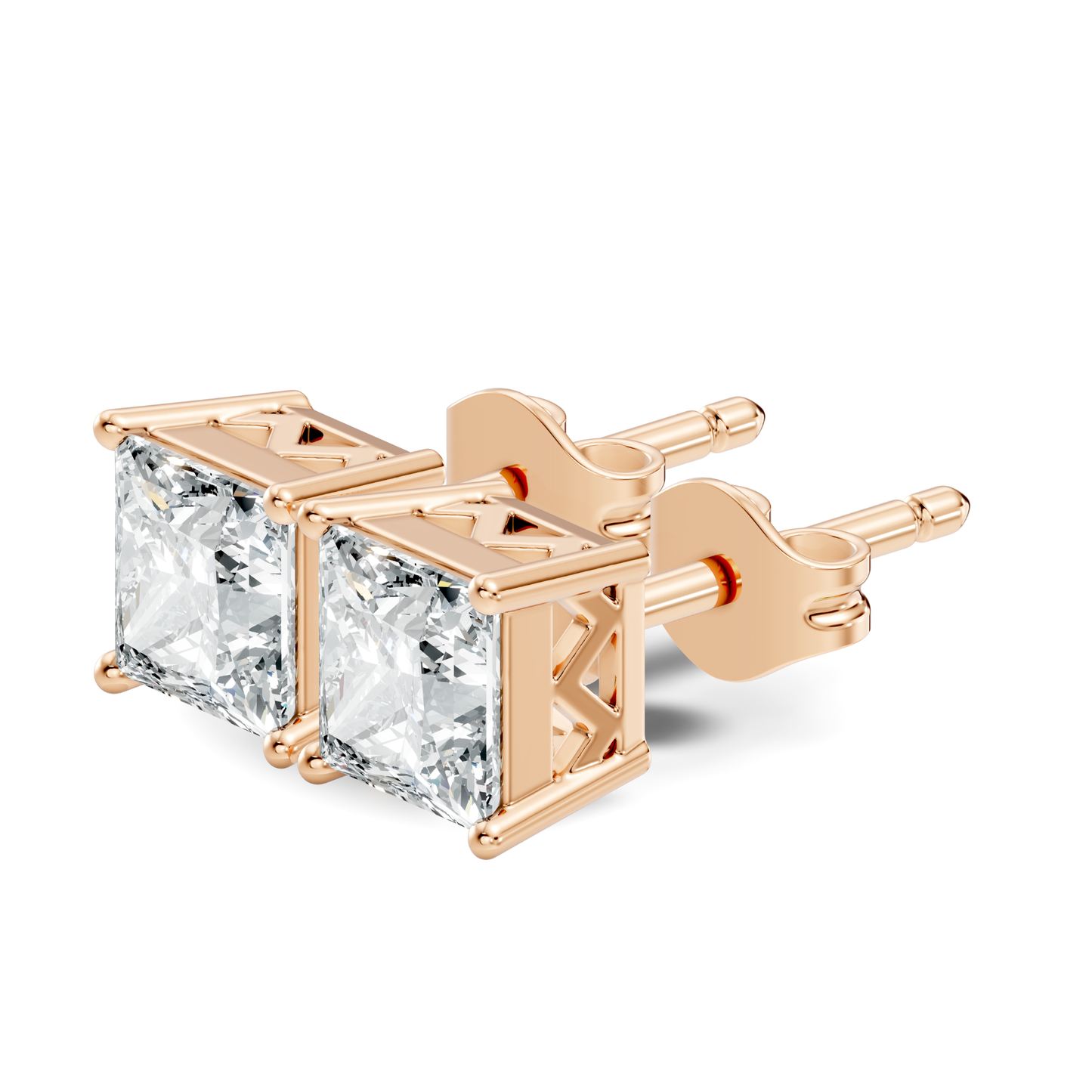 Princess Cut Prong Set Solitaire Lab grown Diamond Earring - HIGHCARAT DIAMONDS