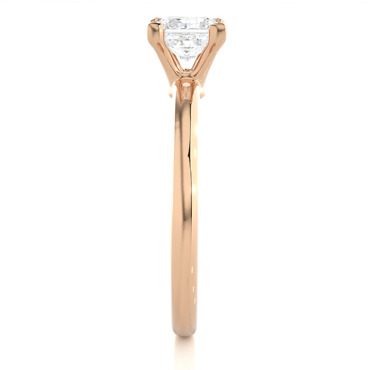 Princess shape diamond ring with classic single stone setting