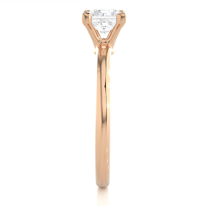 Princess shape diamond ring with classic single stone setting