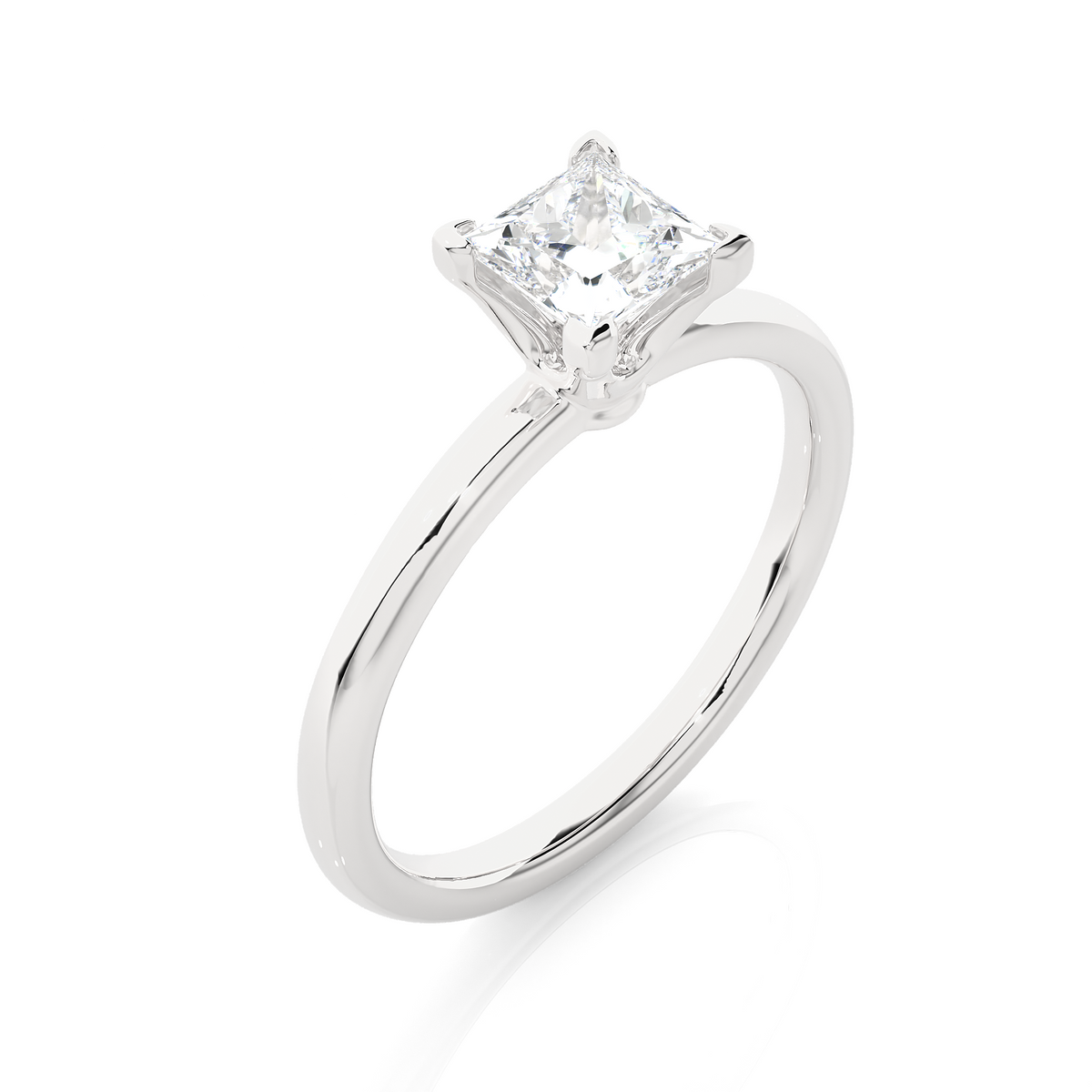 Princess Cut Prong Set Solitaire Ring for Women - HIGHCARAT DIAMONDS