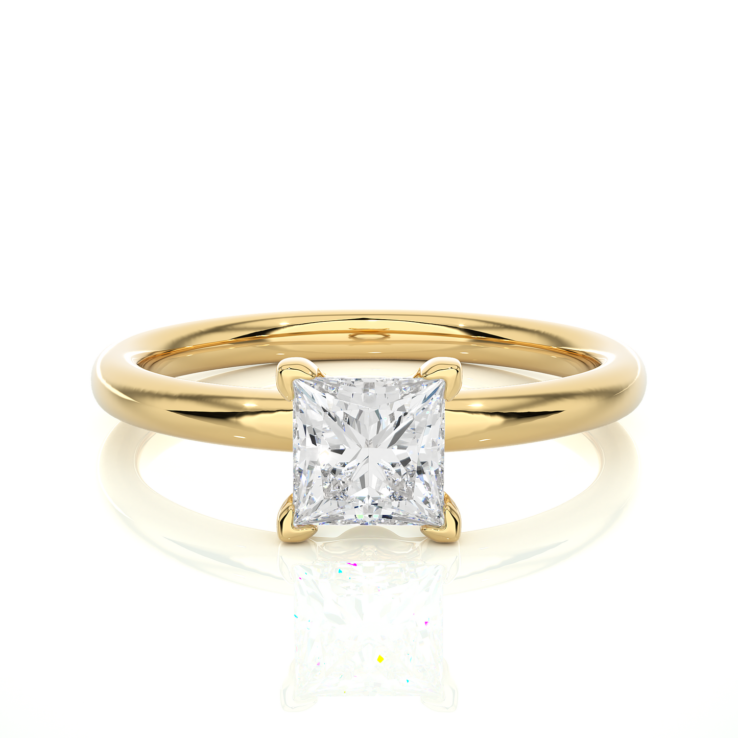 Princess Cut Prong Set Solitaire Ring for Women