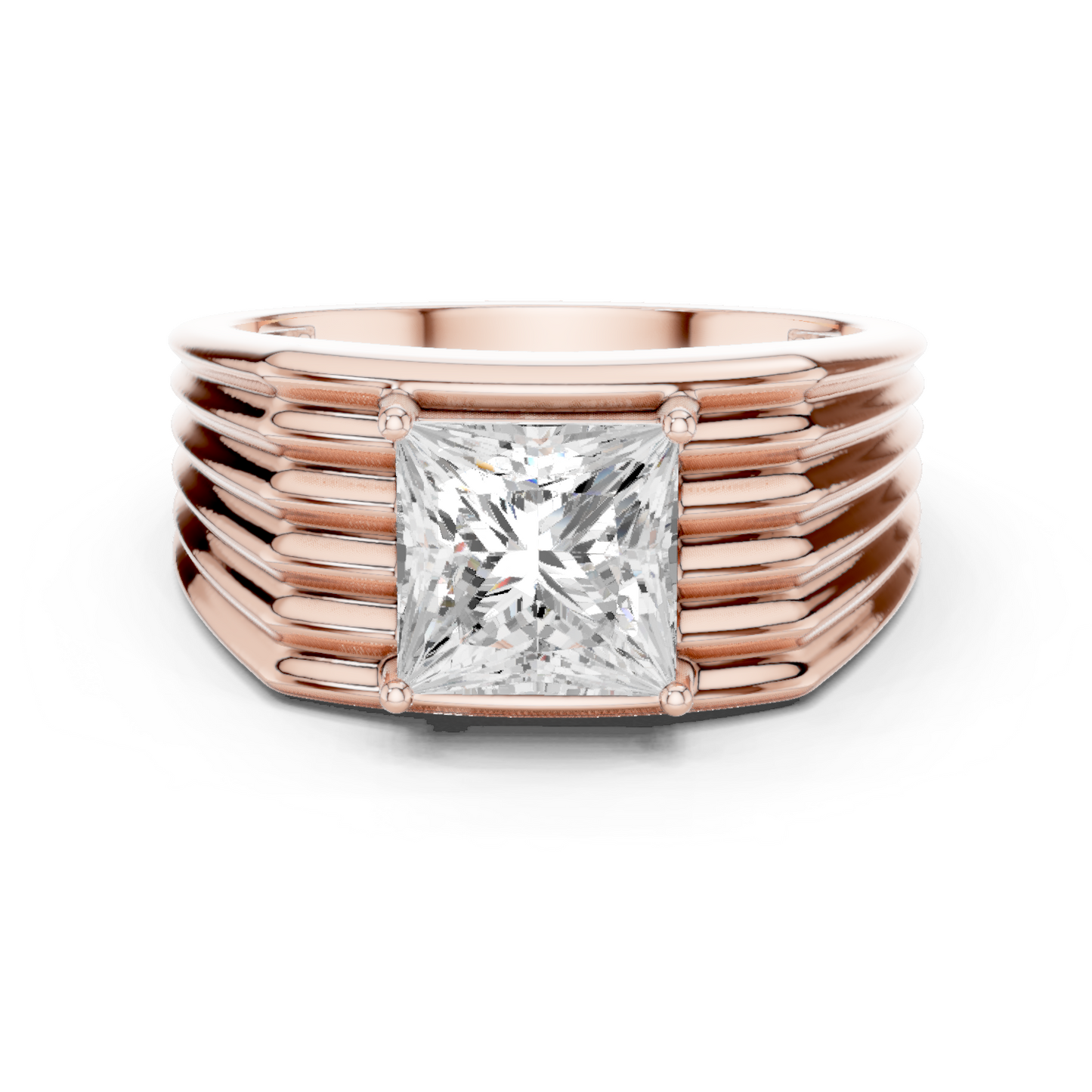 1.49 Ct Round Shape Lab grown Diamond 18k Solid Gold New  Stunning Fabulous Men Diamond Ring - HIGHCARAT DIAMONDS