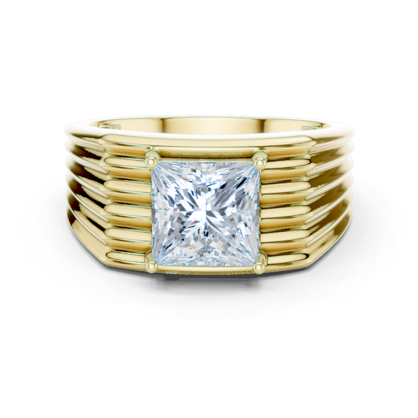 1.49 Ct Round Shape Lab grown Diamond 18k Solid Gold New  Stunning Fabulous Men Diamond Ring - HIGHCARAT DIAMONDS