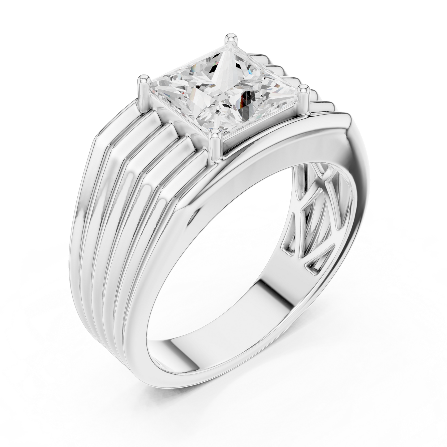 1.49 Ct Round Shape Lab grown Diamond 18k Solid Gold New  Stunning Fabulous Men Diamond Ring - HIGHCARAT DIAMONDS