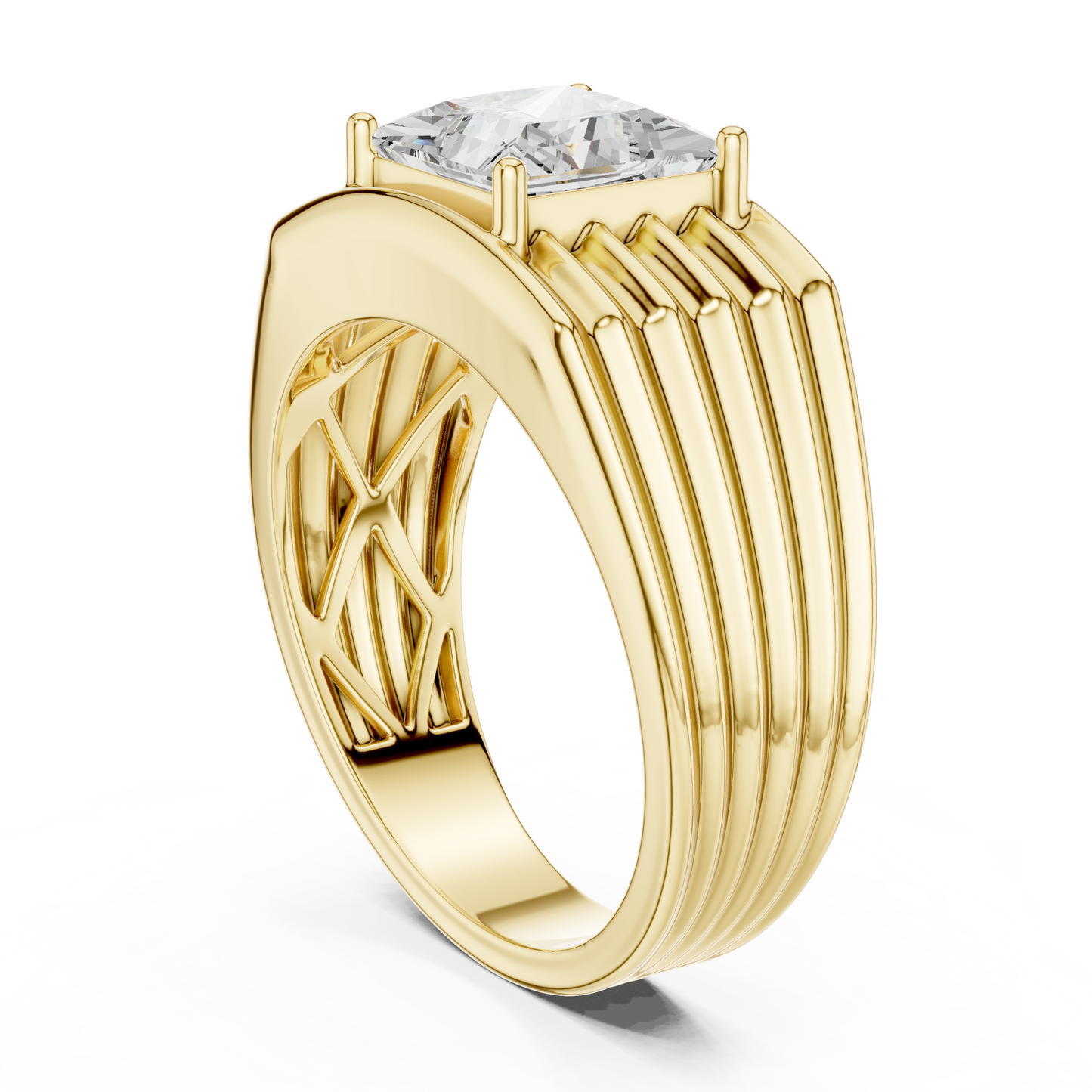 1.49 Ct Round Shape Lab grown Diamond 18k Solid Gold New  Stunning Fabulous Men Diamond Ring - HIGHCARAT DIAMONDS