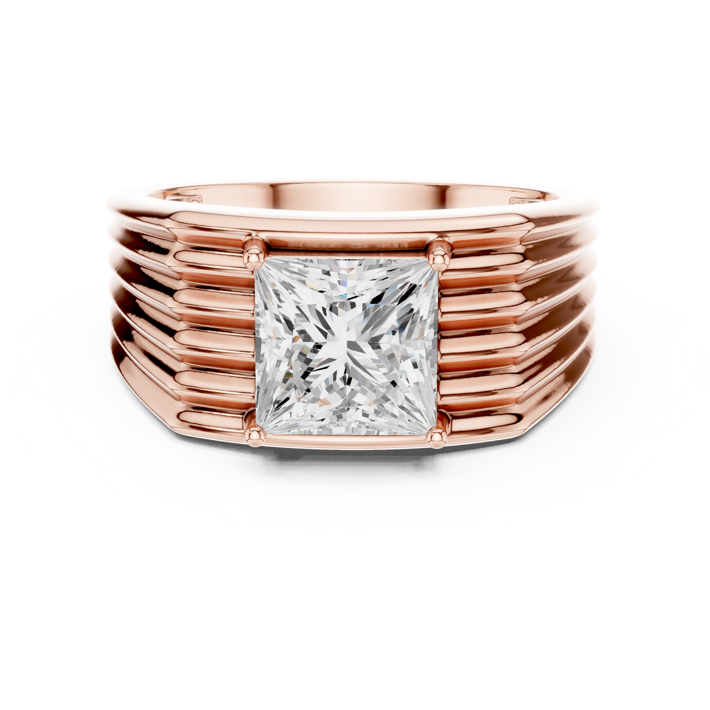1.49 Ct Round Shape Lab grown Diamond 18k Solid Gold New  Stunning Fabulous Men Diamond Ring - HIGHCARAT DIAMONDS