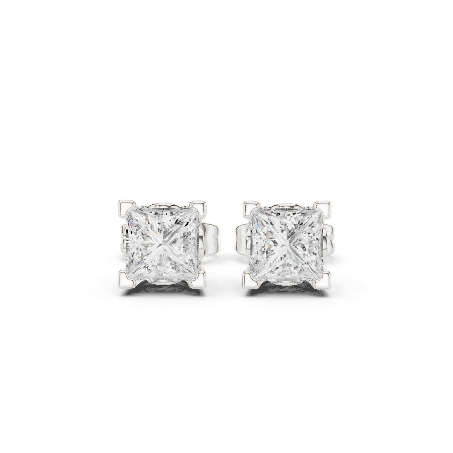 Princess Cut 1.00 Ct Lab Grown Diamond Studs Earring For 10k Solid Rose Gold Use For Daily Wear - HIGHCARAT DIAMONDS