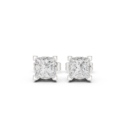 Princess Cut 1.00 Ct Lab Grown Diamond Studs Earring For 10k Solid Rose Gold Use For Daily Wear - HIGHCARAT DIAMONDS
