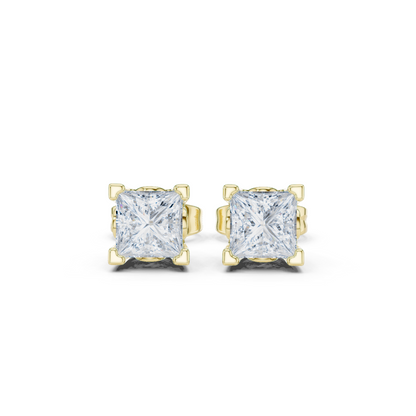Princess Cut 1.00 Ct Lab Grown Diamond Studs Earring For 10k Solid Rose Gold Use For Daily Wear - HIGHCARAT DIAMONDS