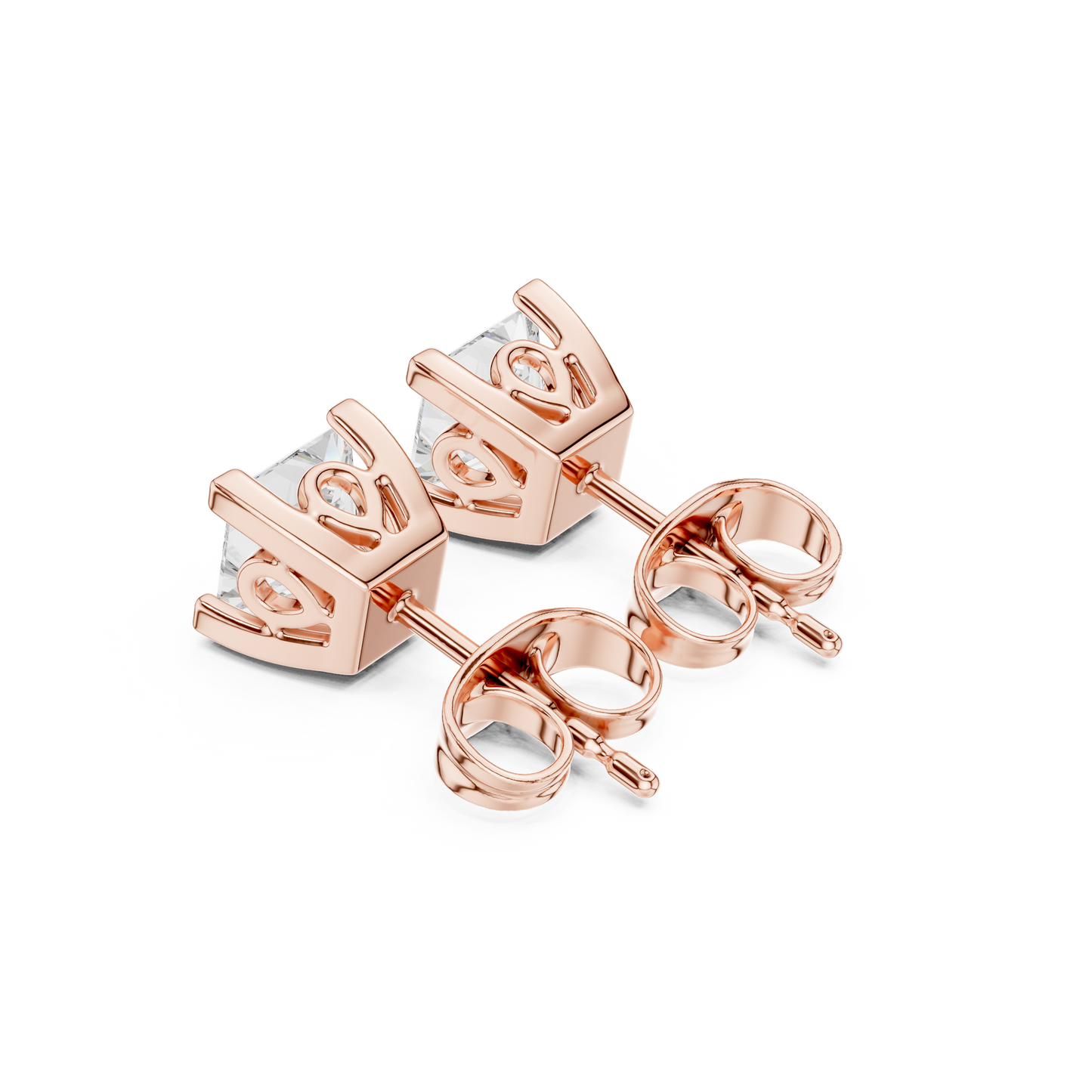 Princess Cut 1.00 Ct Lab Grown Diamond Studs Earring For 10k Solid Rose Gold Use For Daily Wear - HIGHCARAT DIAMONDS