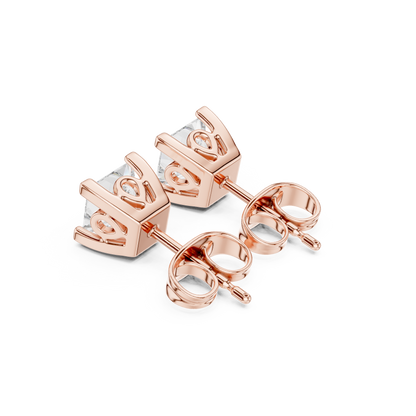Princess Cut 1.00 Ct Lab Grown Diamond Studs Earring For 10k Solid Rose Gold Use For Daily Wear - HIGHCARAT DIAMONDS