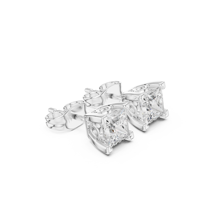 Princess Cut 1.00 Ct Lab Grown Diamond Studs Earring For 10k Solid Rose Gold Use For Daily Wear - HIGHCARAT DIAMONDS