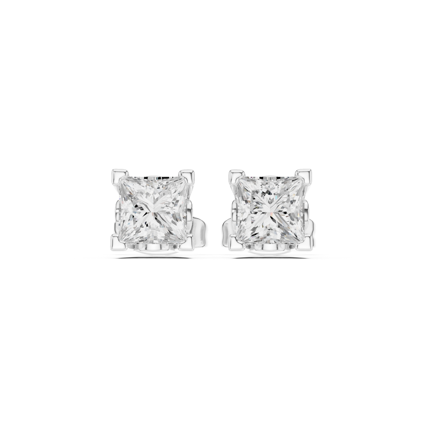 Princess Cut 1.00 Ct Lab Grown Diamond Studs Earring For 10k Solid Rose Gold Use For Daily Wear - HIGHCARAT DIAMONDS