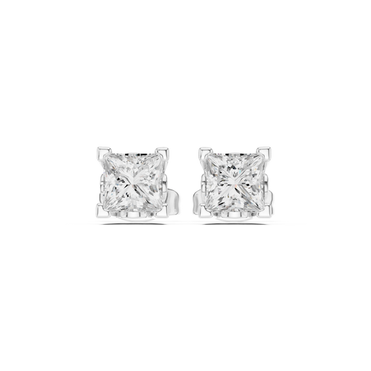 Princess Cut 1.00 Ct Lab Grown Diamond Studs Earring For 10k Solid Rose Gold Use For Daily Wear - HIGHCARAT DIAMONDS