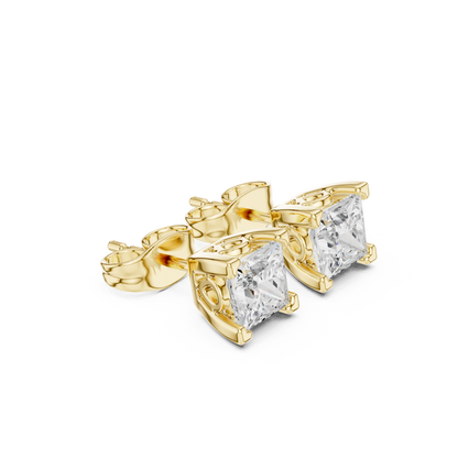 Princess Cut 1.00 Ct Lab Grown Diamond Studs Earring For 10k Solid Rose Gold Use For Daily Wear - HIGHCARAT DIAMONDS