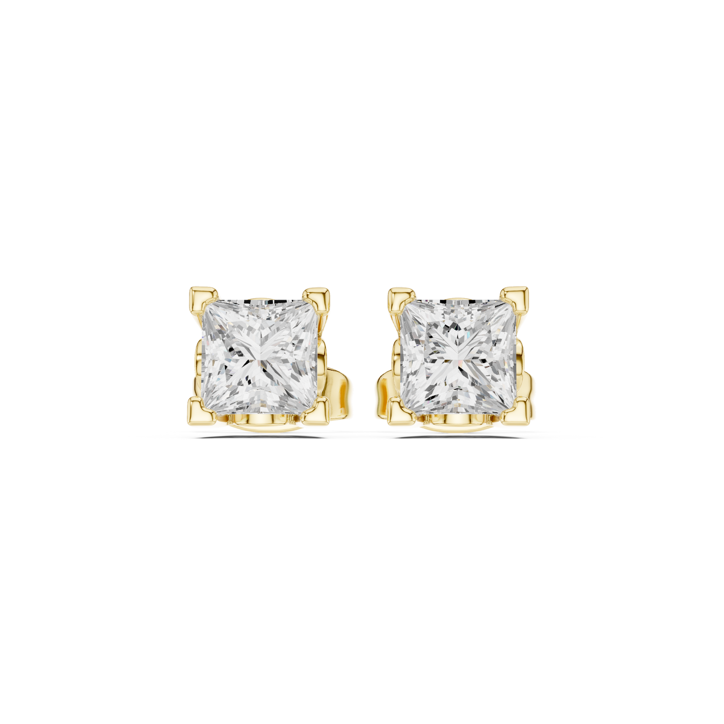 Princess Cut 1.00 Ct Lab Grown Diamond Studs Earring For 10k Solid Rose Gold Use For Daily Wear - HIGHCARAT DIAMONDS
