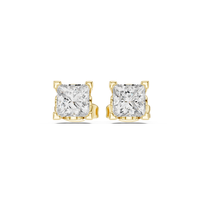 Princess Cut 1.00 Ct Lab Grown Diamond Studs Earring For 10k Solid Rose Gold Use For Daily Wear - HIGHCARAT DIAMONDS