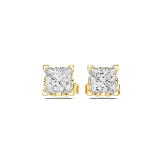 Princess Cut 1.00 Ct Lab Grown Diamond Studs Earring For 10k Solid Rose Gold Use For Daily Wear - HIGHCARAT DIAMONDS